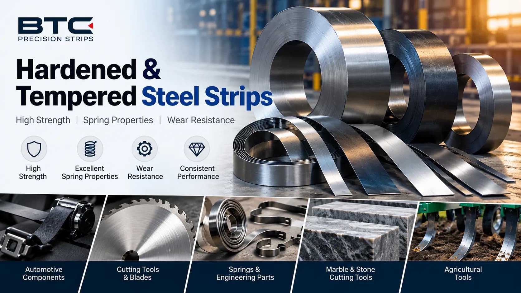 Hardened & Tempered Steel Strips: Grades & Applications
